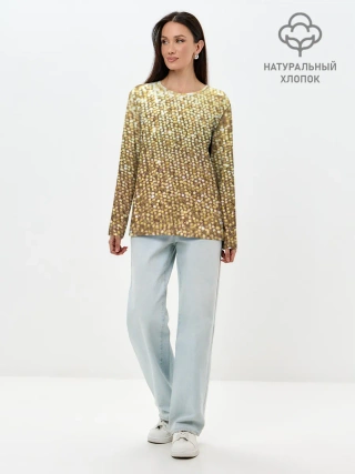 Лонгслив женский. Хлопок / Блёстки