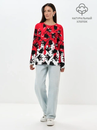 Лонгслив женский. Хлопок / WHAT CAT