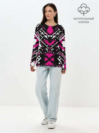 Лонгслив женский. Хлопок / КИБЕРПАНК,ФАНТАСТИКА,КРАСНЫЙ