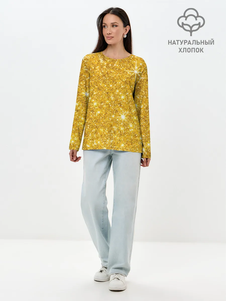 Лонгслив женский. Хлопок / Золотой блеск