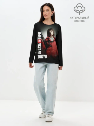 Лонгслив женский. Хлопок / Бумажный дом Токио