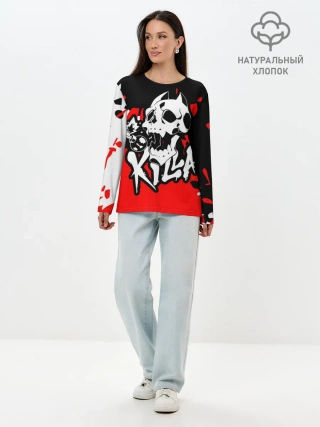 Лонгслив женский. Хлопок / KILLA красные брызги