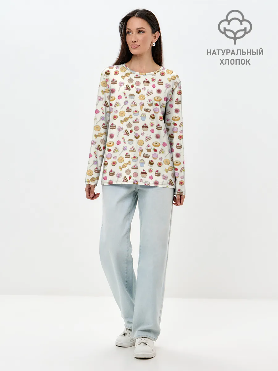 Лонгслив женский. Хлопок / Сладости