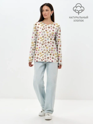 Лонгслив женский. Хлопок / Сладости