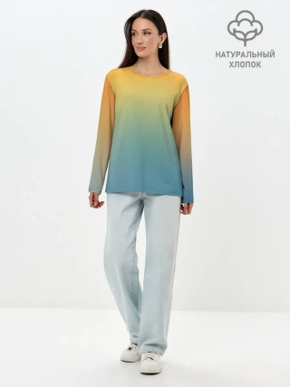 Лонгслив женский. Хлопок / Мягкий летний градиент