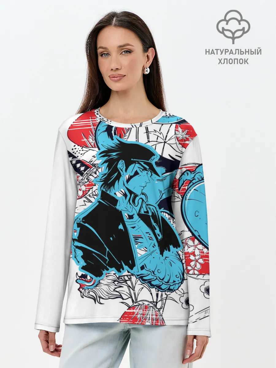 Лонгслив женский. Хлопок / Дзётаро самурайский меч