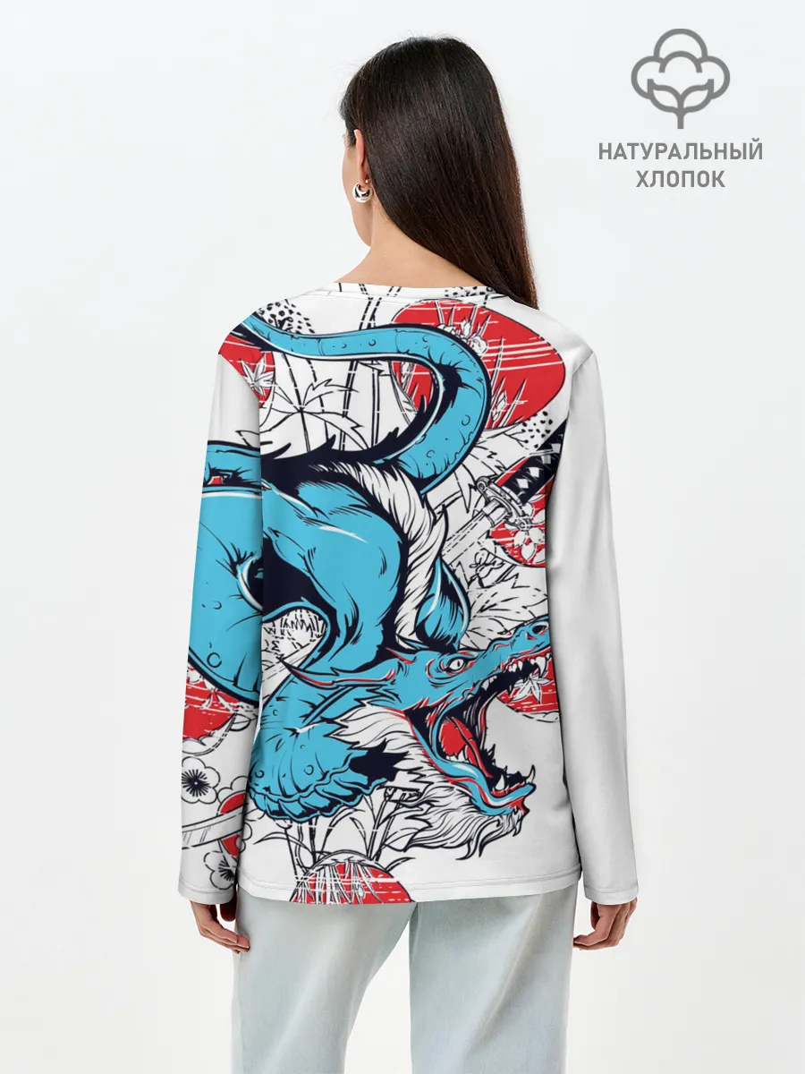 Лонгслив женский. Хлопок / Дзётаро самурайский меч