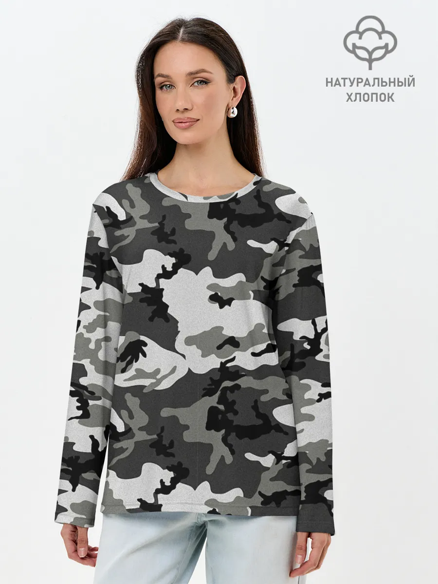 Лонгслив женский. Хлопок / Маскировка