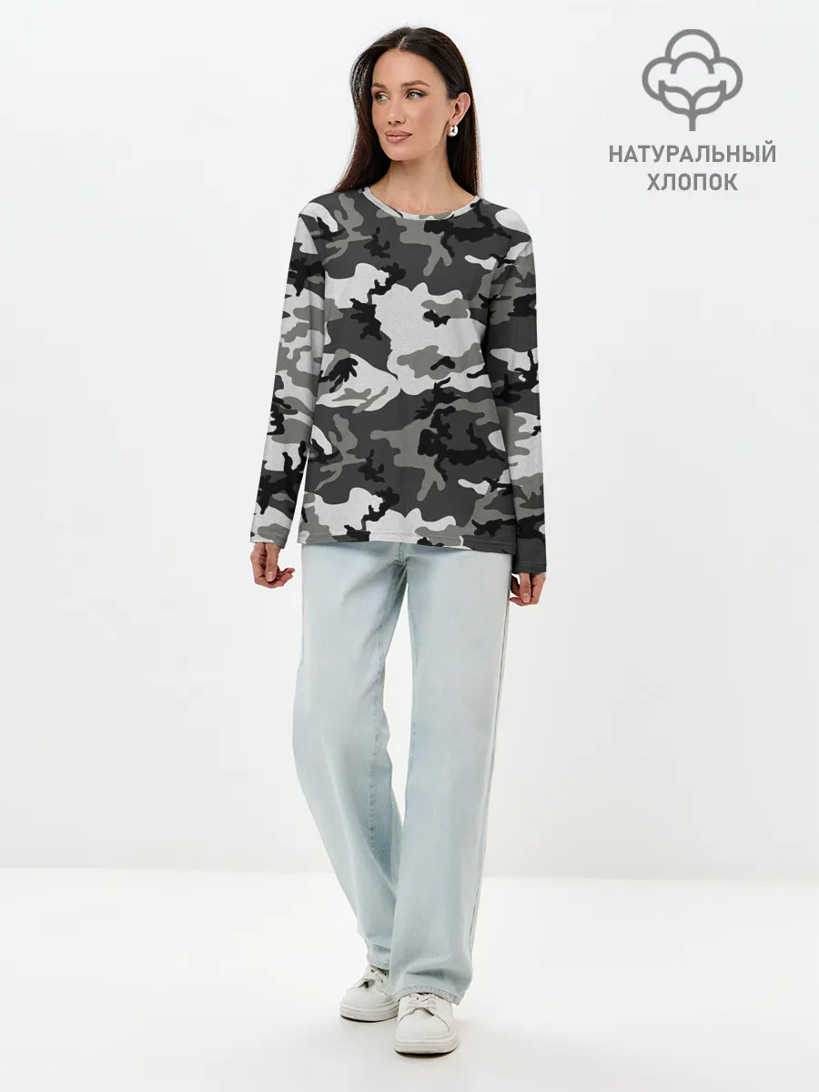 Лонгслив женский. Хлопок / Маскировка
