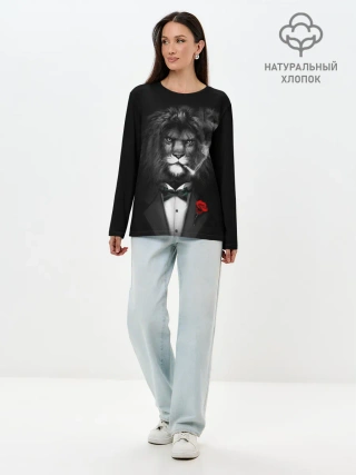 Лонгслив женский. Хлопок / Брутальный Лев