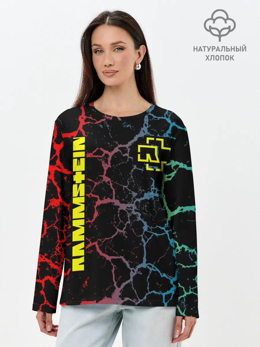 Лонгслив женский. Хлопок / Rammstein трещины