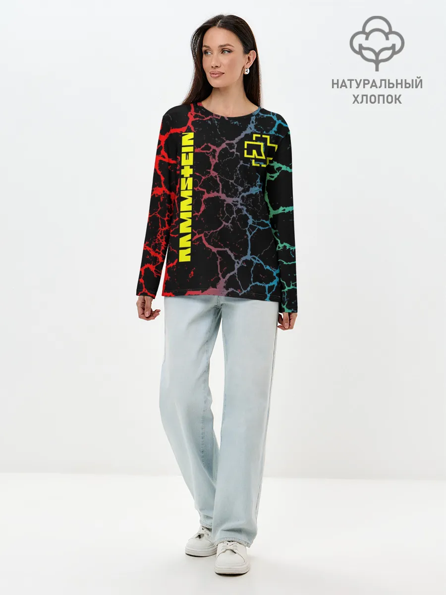 Лонгслив женский. Хлопок / Rammstein трещины