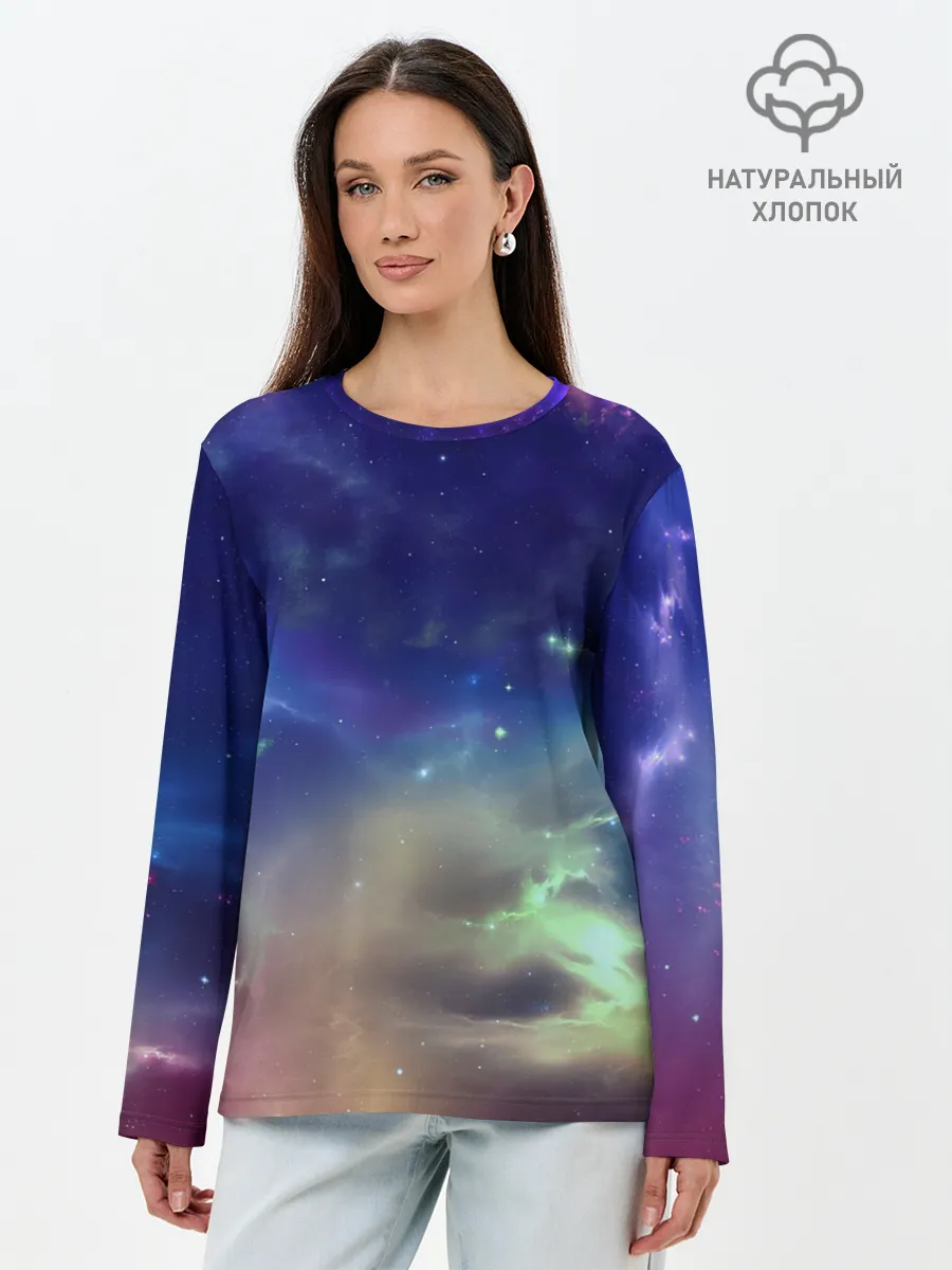 Лонгслив женский. Хлопок / Космическое сияние