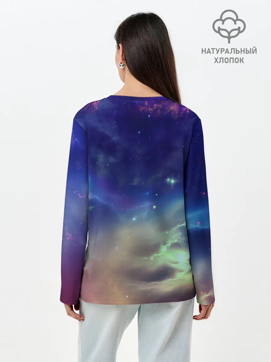 Лонгслив женский. Хлопок / Космическое сияние