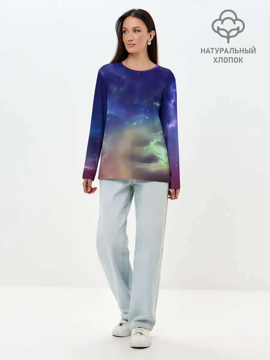 Лонгслив женский. Хлопок / Космическое сияние