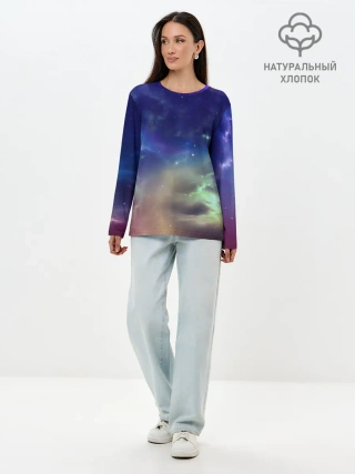 Лонгслив женский. Хлопок / Космическое сияние