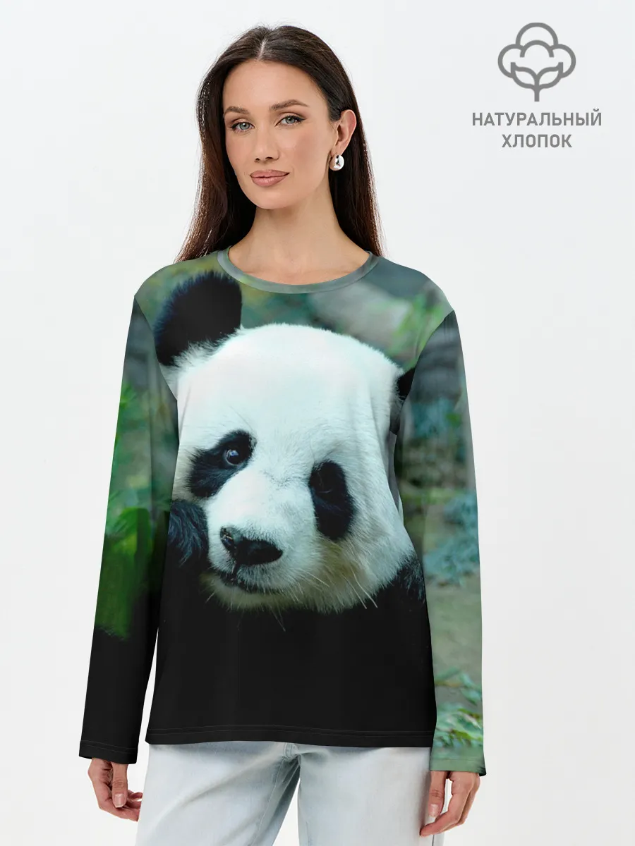 Лонгслив женский. Хлопок / Панда
