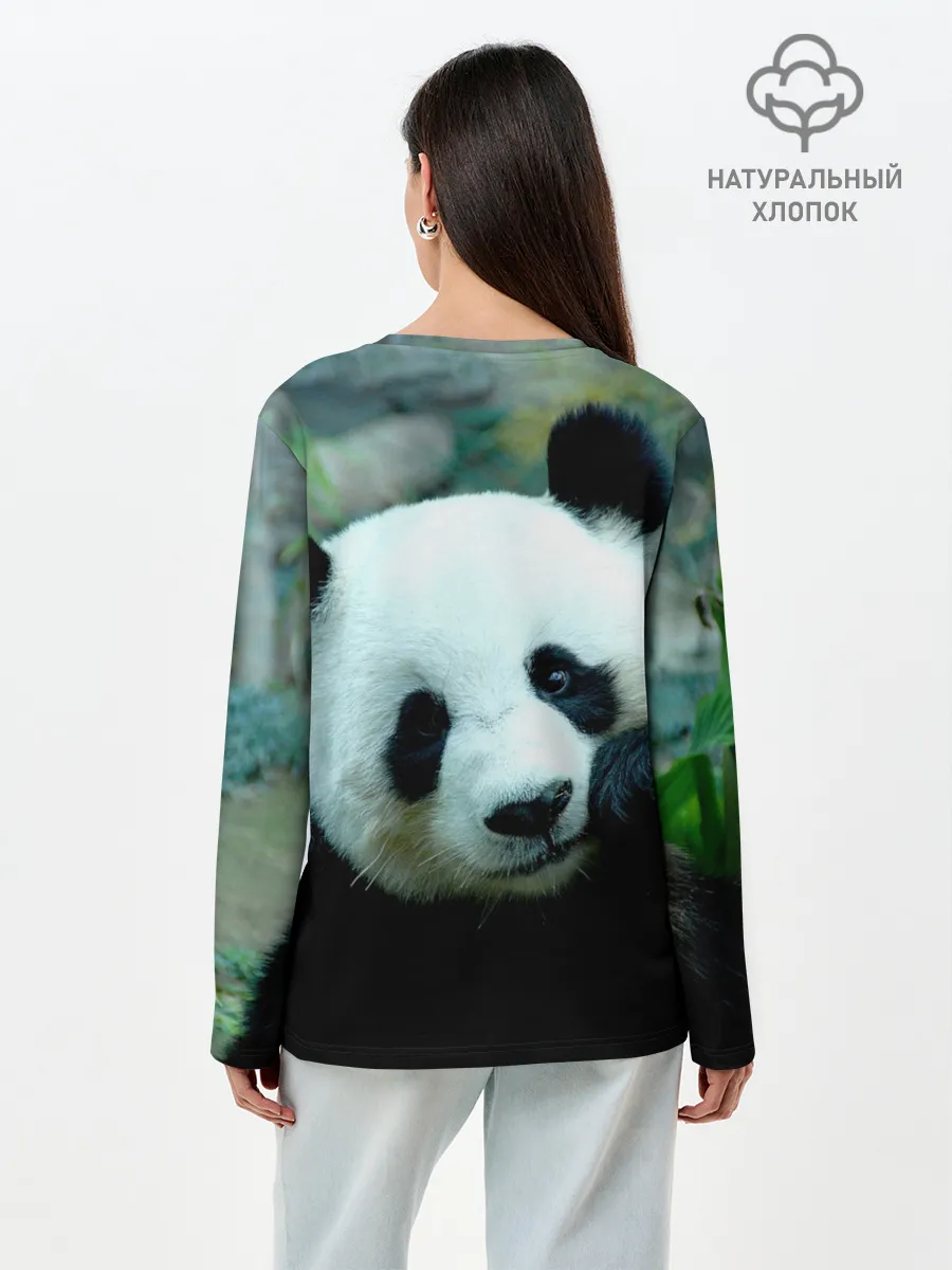 Лонгслив женский. Хлопок / Панда