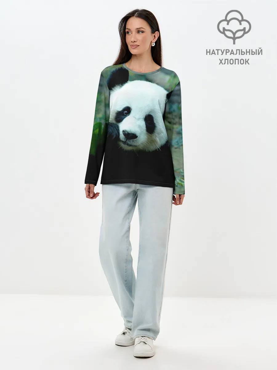 Лонгслив женский. Хлопок / Панда
