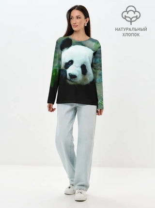 Лонгслив женский. Хлопок / Панда