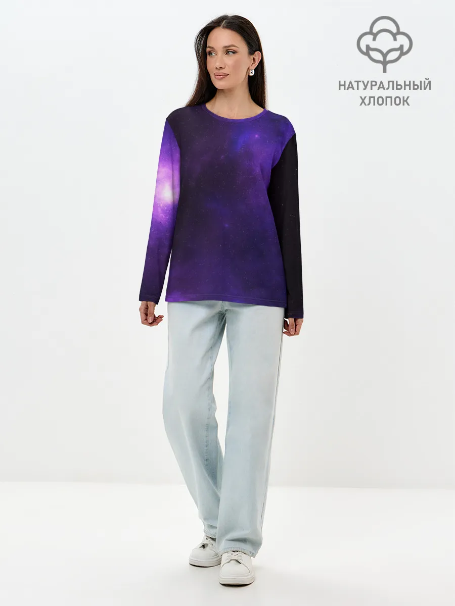 Лонгслив женский. Хлопок / Фиолетовая звезда