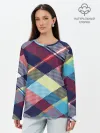 Лонгслив женский. Хлопок / Клетка / Текстура в клетку #2