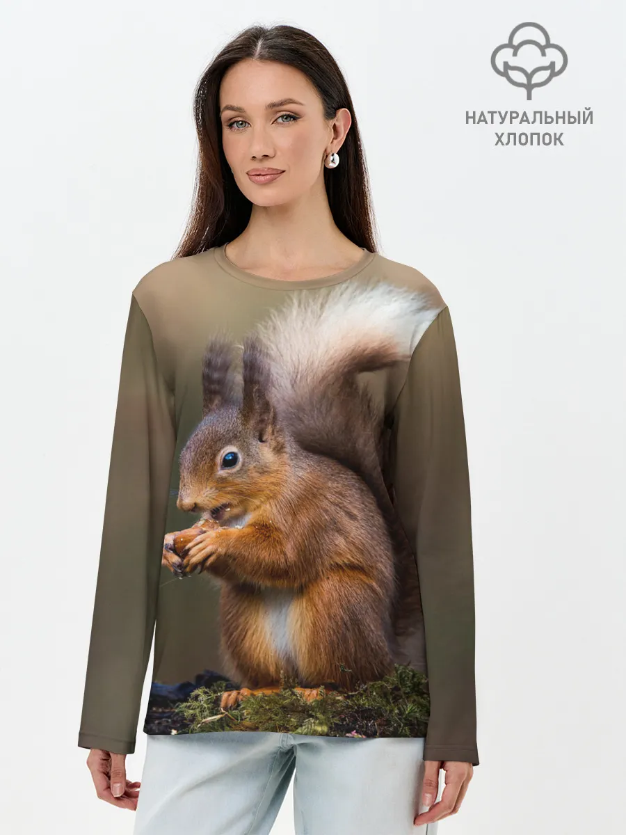 Лонгслив женский. Хлопок / Белка