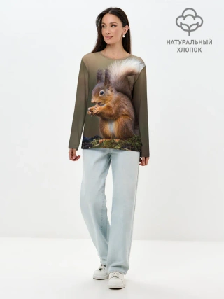 Лонгслив женский. Хлопок / Белка