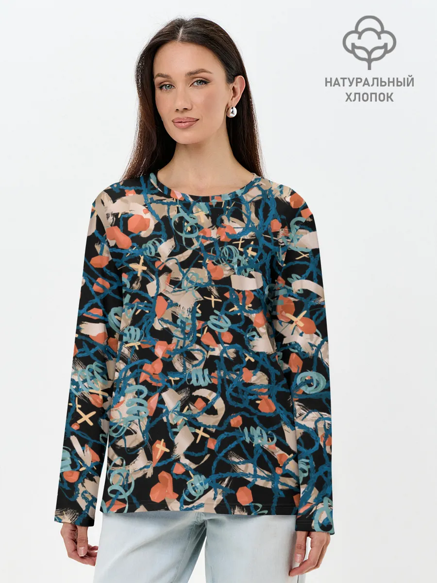 Лонгслив женский. Хлопок / Линии в пространстве