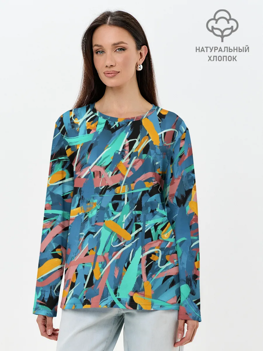 Лонгслив женский. Хлопок / Яркие краски
