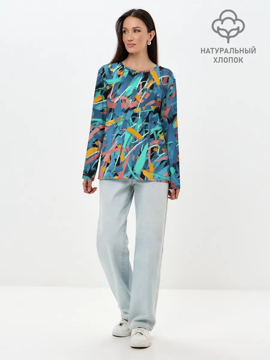Лонгслив женский. Хлопок / Яркие краски