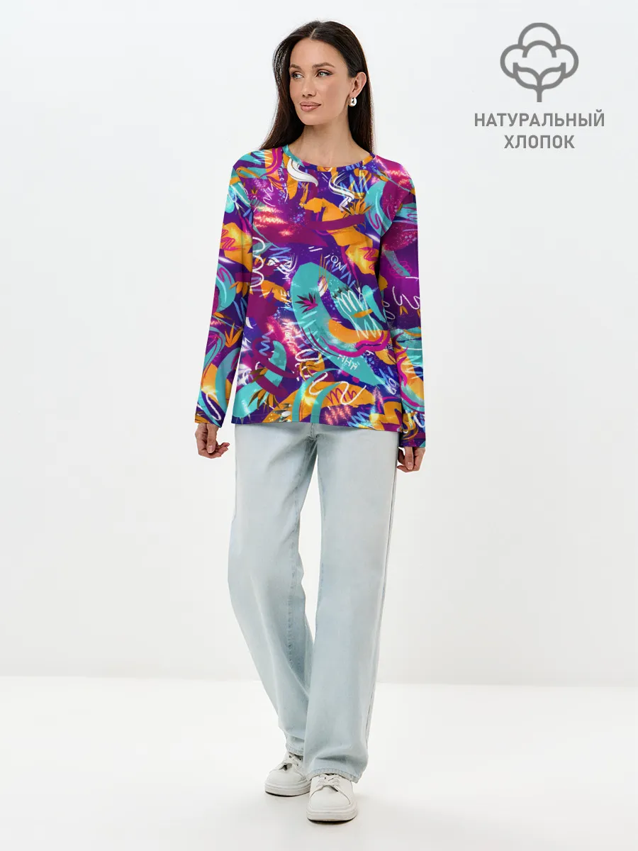 Лонгслив женский. Хлопок / Яркие краски