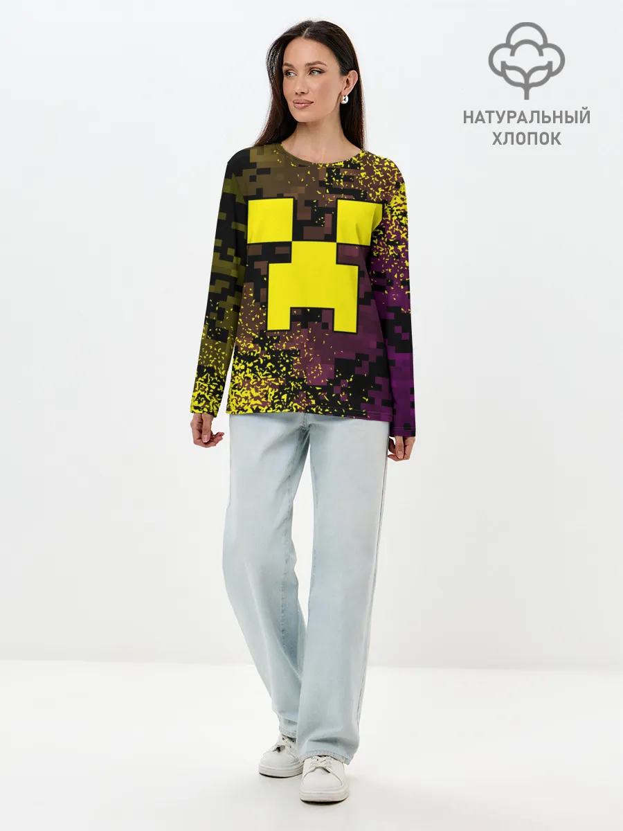 Лонгслив женский. Хлопок / MINECRAFT / МАЙНКРАФТ