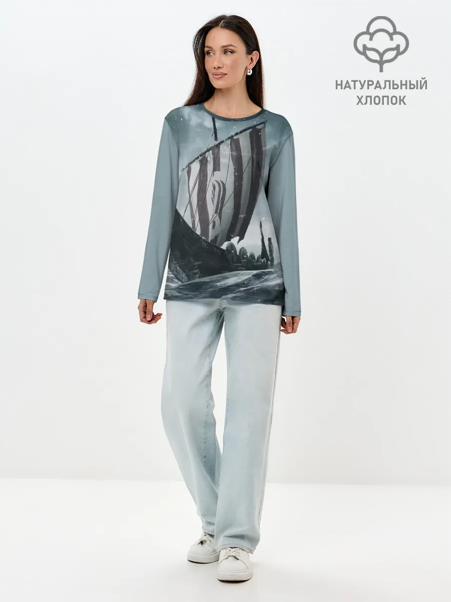 Лонгслив женский. Хлопок / Викинги