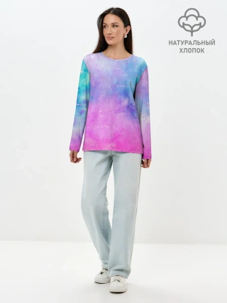 Лонгслив женский. Хлопок / Акварельные пятна