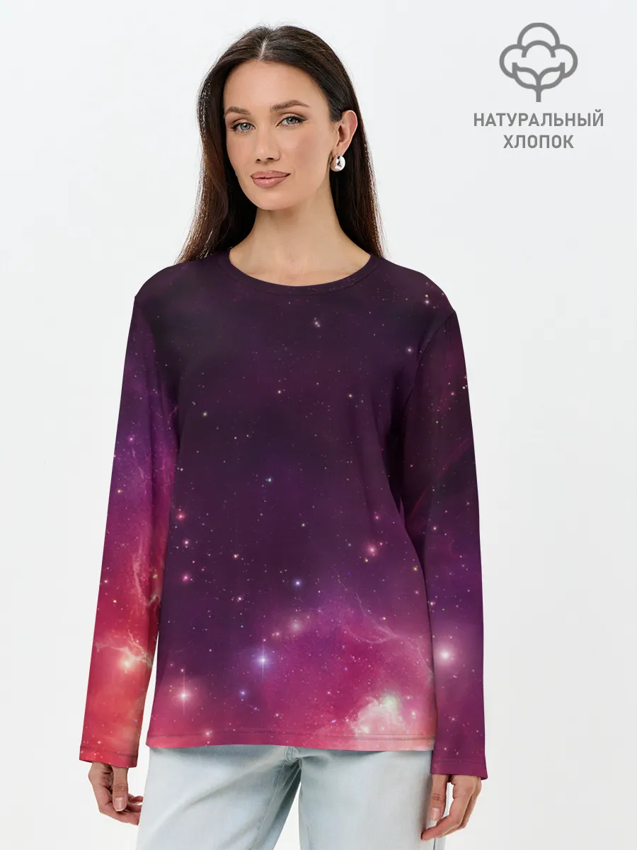 Лонгслив женский. Хлопок / Космическая вспышка