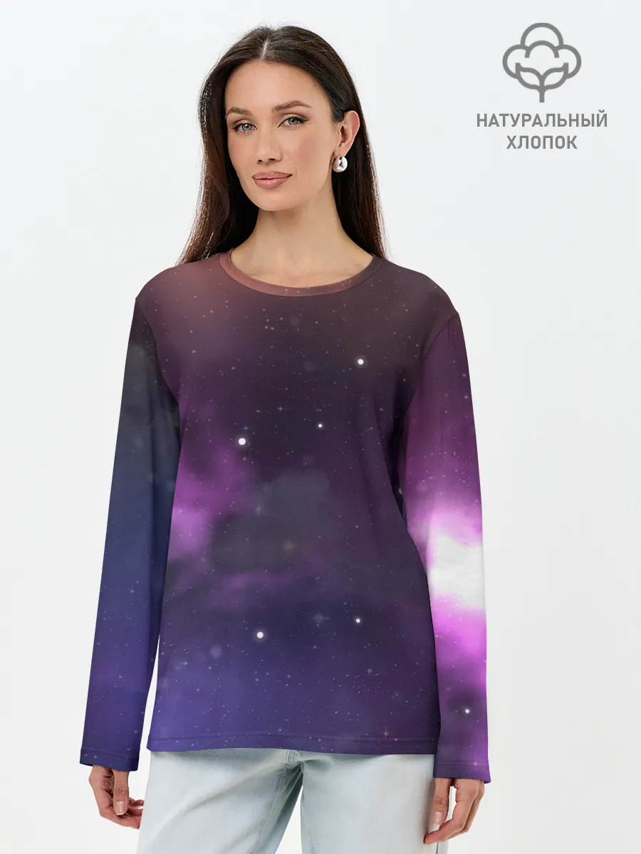 Лонгслив женский. Хлопок / Космические туманности