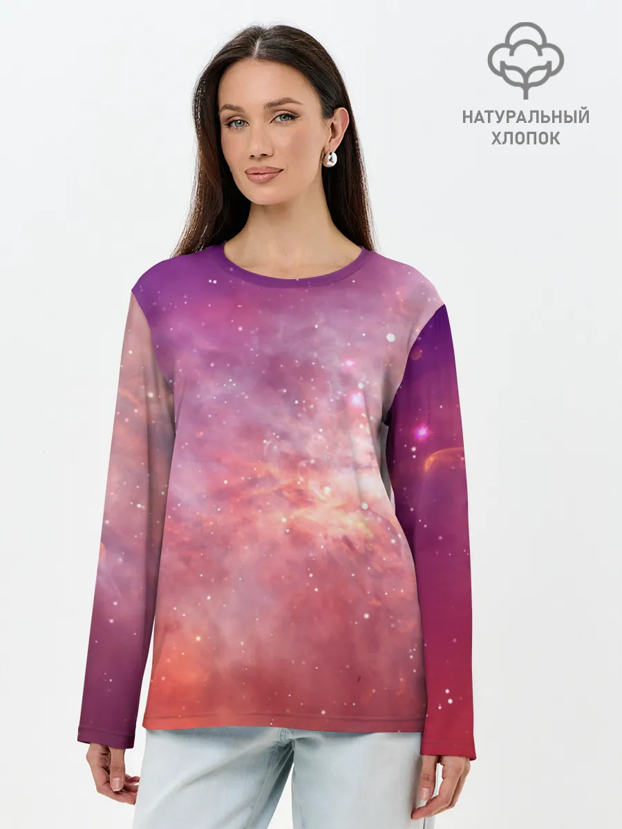 Лонгслив женский. Хлопок / Космическое небо