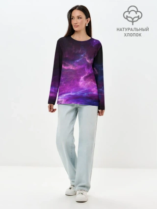 Лонгслив женский. Хлопок / Космическое небо