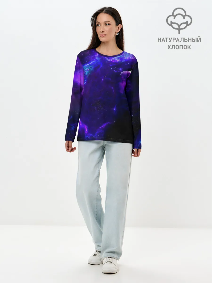 Лонгслив женский. Хлопок / Космическое небо