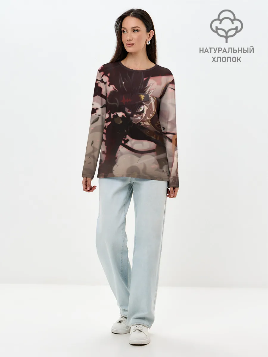 Лонгслив женский. Хлопок / Астер в боевой позе