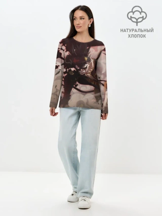 Лонгслив женский. Хлопок / Астер в боевой позе