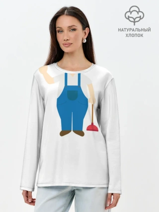 Лонгслив женский. Хлопок / Я - сантехник