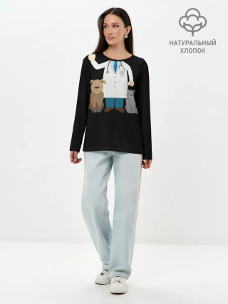 Лонгслив женский. Хлопок / Я - ветеринар