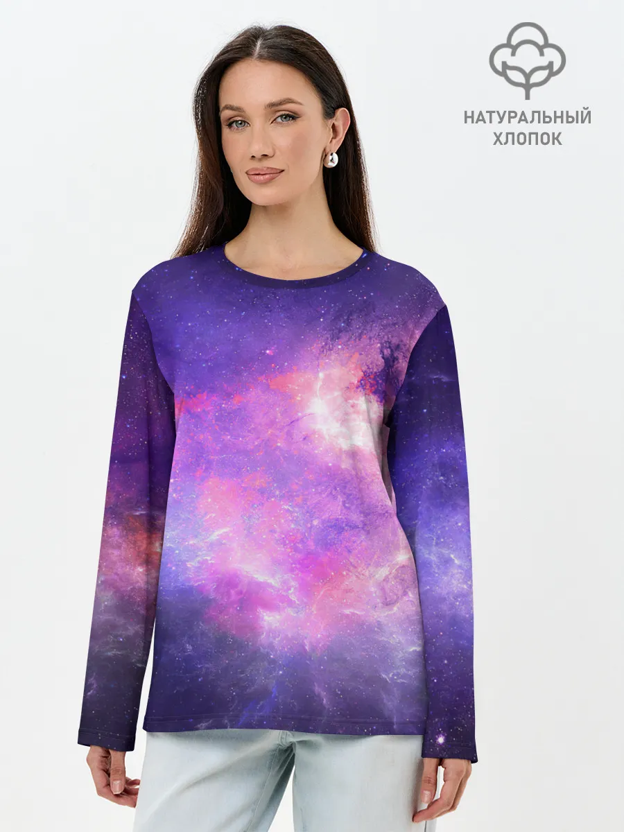 Лонгслив женский. Хлопок / Космические дали