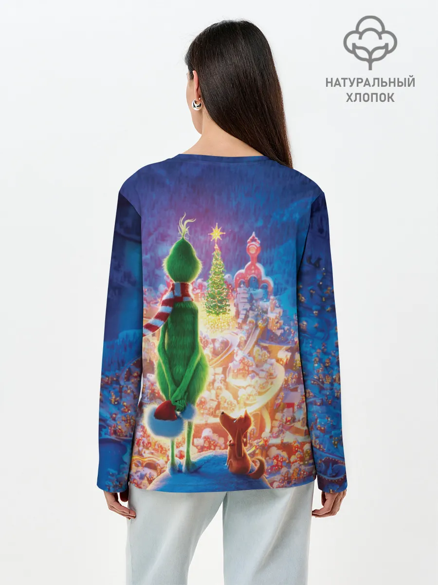 Лонгслив женский. Хлопок / Гринч похититель Рождества