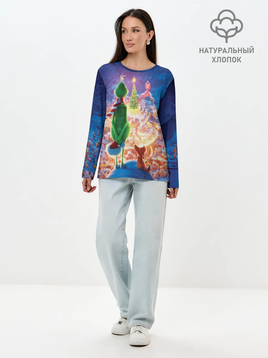 Лонгслив женский. Хлопок / Гринч похититель Рождества