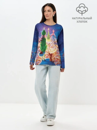 Лонгслив женский. Хлопок / Гринч похититель Рождества