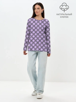 Лонгслив женский. Хлопок / Костюм в клетку
