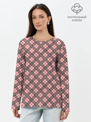 Лонгслив женский. Хлопок / Костюм в клетку